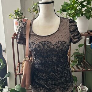 White House Black Market Black Lace Blouse